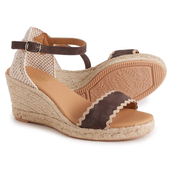 NEW PASEART ESPADRILLES Made in Spain Wedge Open-Toe Sandals - Suede 462sn - Picture 1 of 5